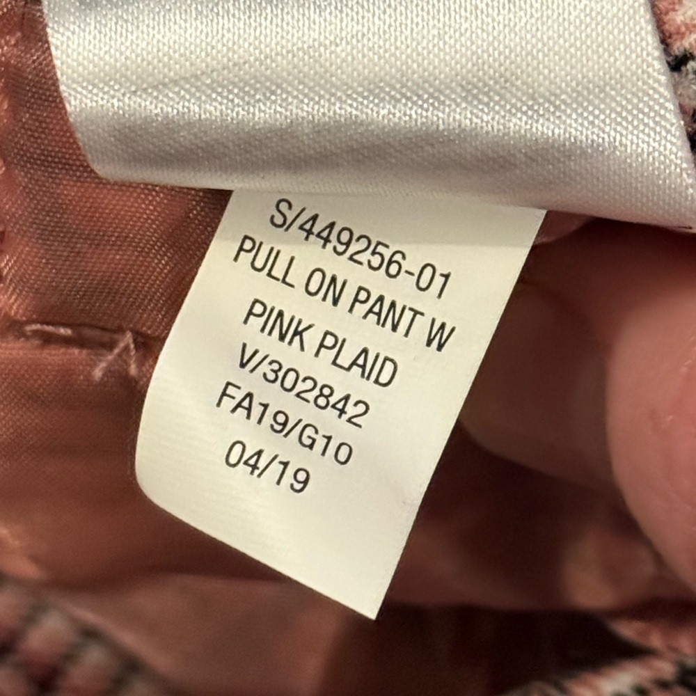 NWT Old Navy Mid-Rise Straight Pink Plaid Pull-On Ankle Pant Size 14 Petite - Picture 9 of 11
